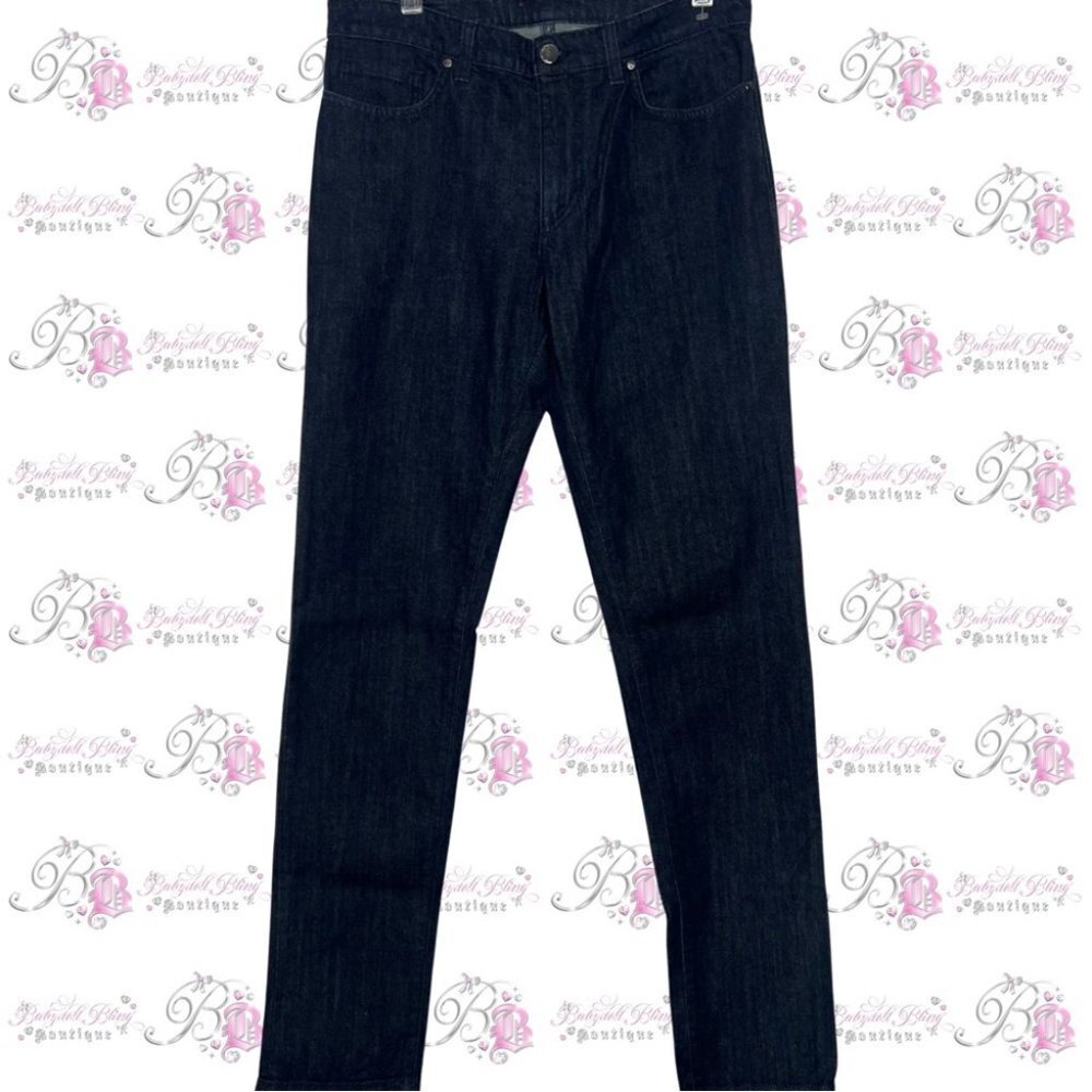 Versace jeans Medusa logo metal emblem buttons charm straight leg dark wash 💎